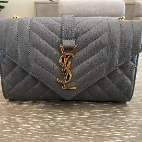 Authentic YSL Saint Laurent Small Envelope Bag Gray - Picture 3 of 10